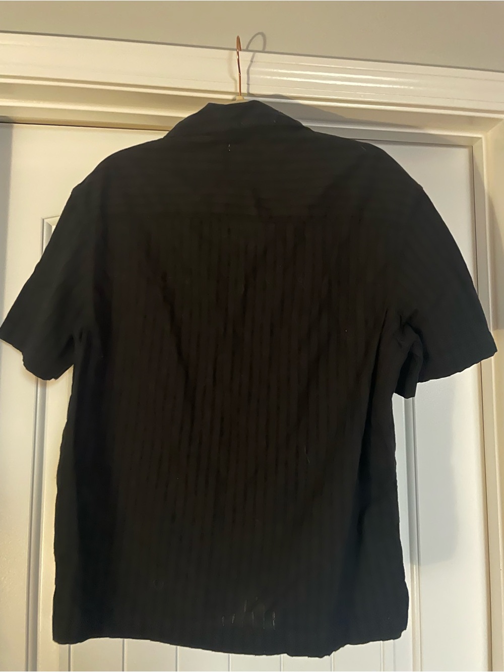 Zara Black Short-Sleeve Ribbed Button-Down Shirt - Picture 4 of 5